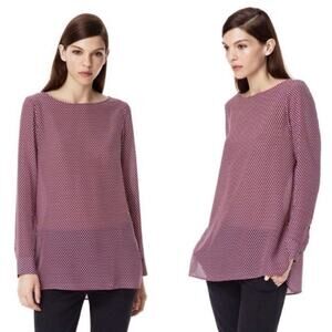 Theory Women's Toska Silk Blouse Long Slv Geometric Shirt Sz S Relaxed Fit